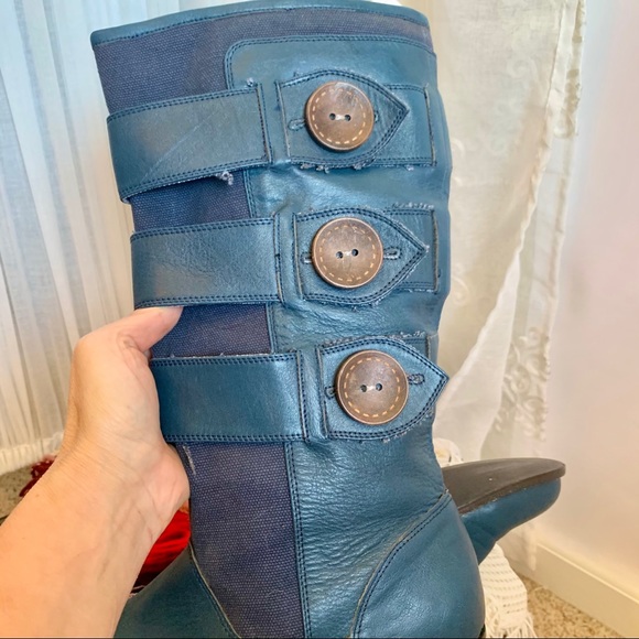 Anthro MATIKO Blue Leather Boots - Picture 10 of 13